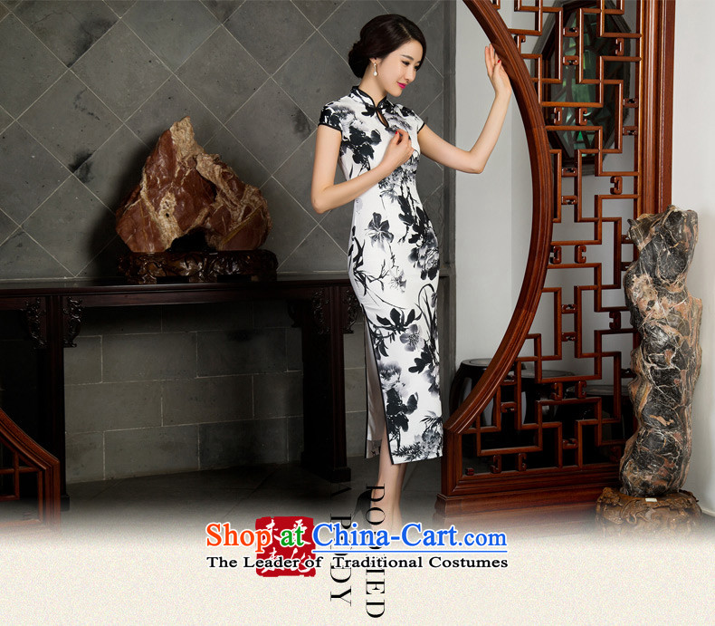 The Windsor ink as long as the fall in the retro fitted qipao elderly mother loaded in the new establishment of qipao long improved cheongsam dress M11022 white S picture, prices, brand platters! The elections are supplied in the national character of distribution, so action, buy now enjoy more preferential! As soon as possible.