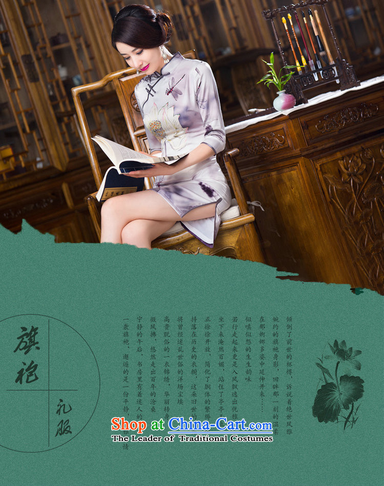 Floral autumn 2015 Women's clothes Chinese collar is pressed to improved silk retro Sau San 7 Cuff Figure Color qipao skirt XL Photo, prices, brand platters! The elections are supplied in the national character of distribution, so action, buy now enjoy more preferential! As soon as possible.