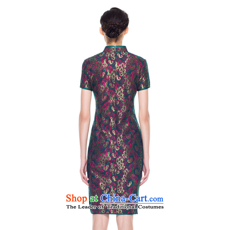 The cheongsam dress wood really 2015 New Product Green Kim thread water-soluble embroidery lace cheongsam dress 43159 14 dark green wooden really a , , , S, shopping on the Internet