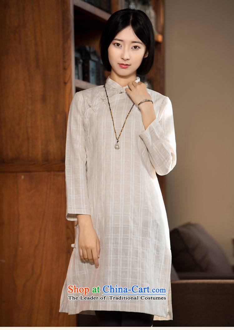 The Republic of Korea guryan autumn 2015 new cotton linen dress Chinese improved long-sleeved tray snap grid style qipao ethnic arts light color M pictures, Ma Tei price, brand platters! The elections are supplied in the national character of distribution, so action, buy now enjoy more preferential! As soon as possible.