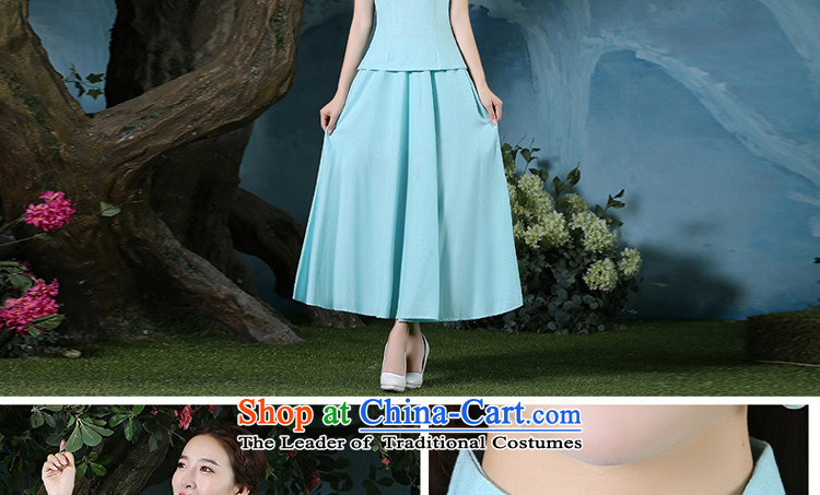 The new 2015 pro-am summer daily maximum code Ms. cotton linen clothes linen improved qipao cheongsam dress shirt + light blue skirt XL Photo, prices, brand platters! The elections are supplied in the national character of distribution, so action, buy now enjoy more preferential! As soon as possible.