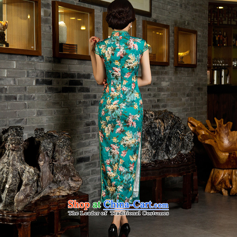 The cross-sa-gye 2015 Long New Stylish retro style qipao and improved in the autumn of qipao cheongsam dress Ms. long gown m11033 qipao green XL, the cross-sa , , , shopping on the Internet