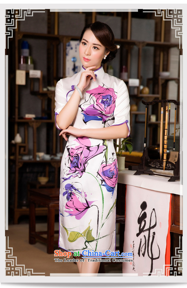 The Wu Female Red Spring and Autumn 2015 New Silk Cheongsam dress in Sau San long of daily Ms. cheongsam dress golden autumn storm white S picture, prices, brand platters! The elections are supplied in the national character of distribution, so action, buy now enjoy more preferential! As soon as possible.