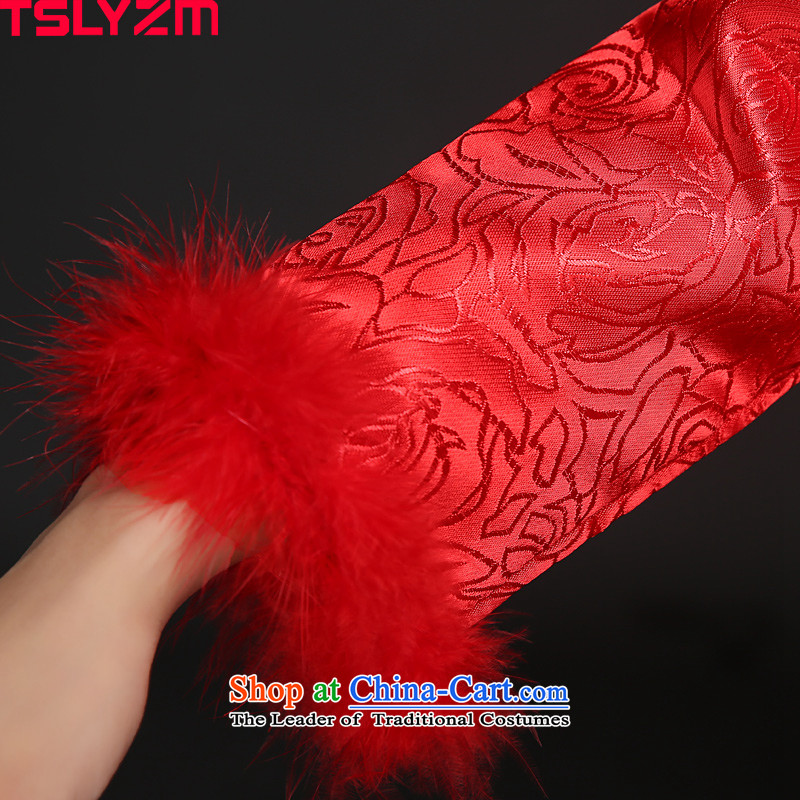 Toasting champagne bride services qipao tslyzm skirt long-sleeved long 2015 autumn and winter new red stamp collar for crowsfoot red s,tslyzm,,, gross shopping on the Internet