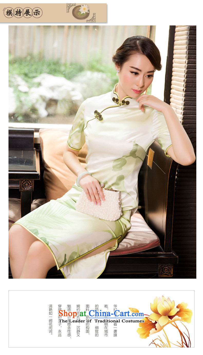 The Wu female red 2015 New Silk Cheongsam autumn in long seven-sleeved qipao gown Sau San retro dresses khaki S picture, prices, brand platters! The elections are supplied in the national character of distribution, so action, buy now enjoy more preferential! As soon as possible.