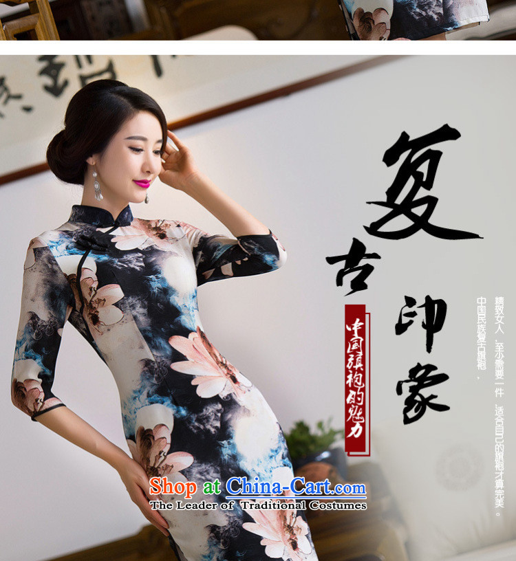 Naoji a retro style improved graphics thin beauty in the long load routine qipao qipao autumn skirt SM9160 map color pictures, prices, XXL brand platters! The elections are supplied in the national character of distribution, so action, buy now enjoy more preferential! As soon as possible.