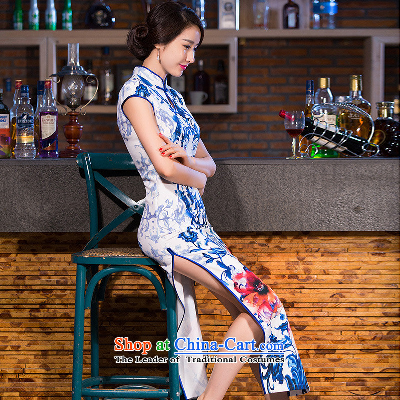 Naoji a retro improved long stylish cheongsam dress daily qipao Sau San dresses SM9163 map color XL, a , , , naoji shopping on the Internet