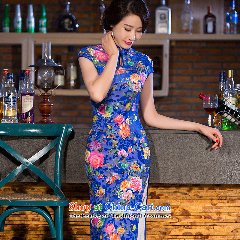 Yet, a new paragraph short-sleeved long wool stylish improved Sau San dresses qipao SM9164 map color M naoji a , , , shopping on the Internet