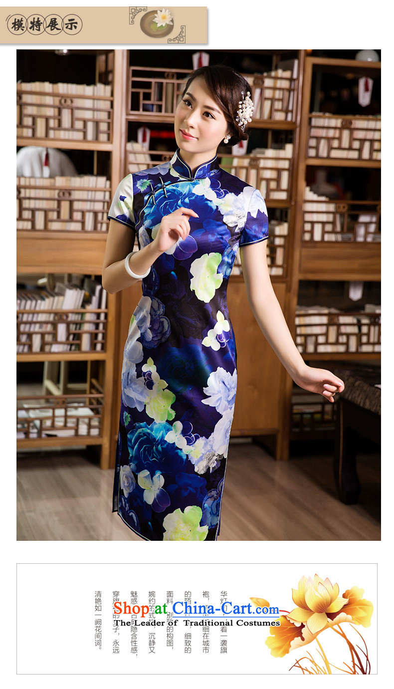 The Wu Chun-mount female red 2015 silk cheongsam dress in long sleeves, women's daily cheongsam dress blue S picture, prices, brand platters! The elections are supplied in the national character of distribution, so action, buy now enjoy more preferential! As soon as possible.