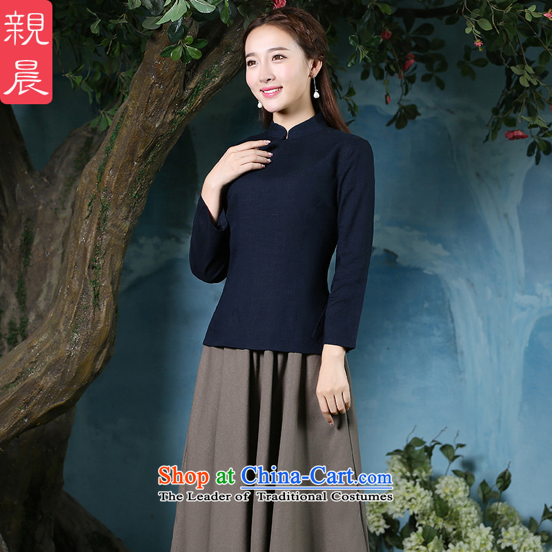 At 2015 new pro-summer daily improved stylish short-sleeved cotton linen dresses Chinese qipao shirt shirts female retro +MQ31 card its long skirt S pro-am , , , shopping on the Internet