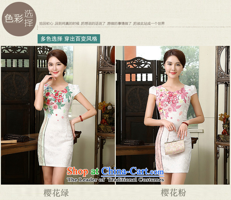 Stephen micro-ching improved daily dress annual stylish cheongsam dress retro improved Sau San elegant qipao cherry blossoms, Ms. Short Green M picture, prices, brand platters! The elections are supplied in the national character of distribution, so action, buy now enjoy more preferential! As soon as possible.
