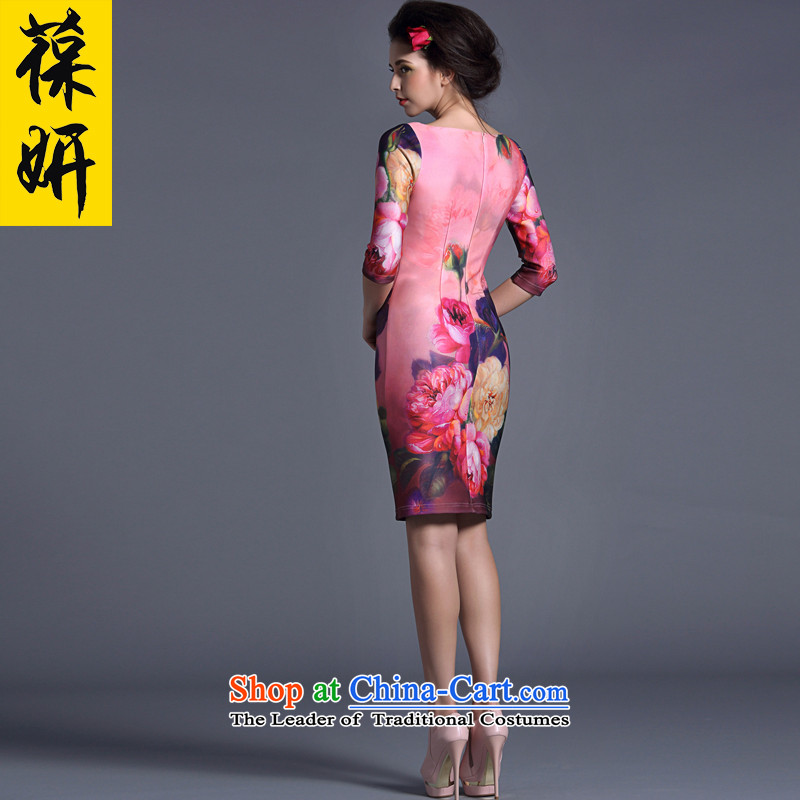 Charlene Choi 2015 autumn and winter, and always maintain the new national Wind Flower Stamp Sau San dresses qipao female 13 000-13 500 during blue paintings air layer 1 for XL, Baorong Charlene Choi has been pressed shopping on the Internet