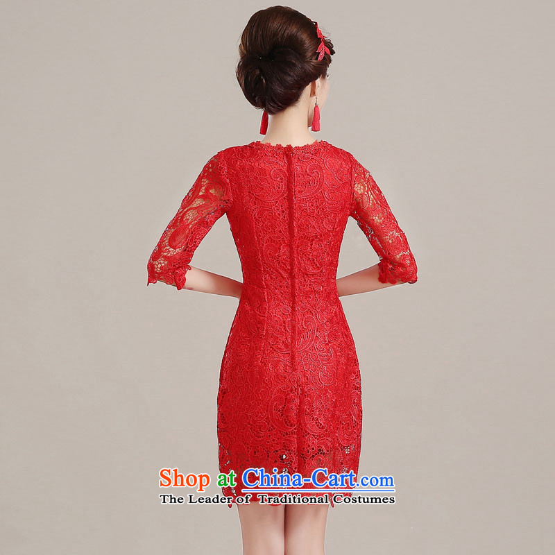 The Syrian wedding bows service hour brides fall 2015 new red qipao in cuff Wedding Dress Short of female red S time Sau San Syrian shopping on the Internet has been pressed.