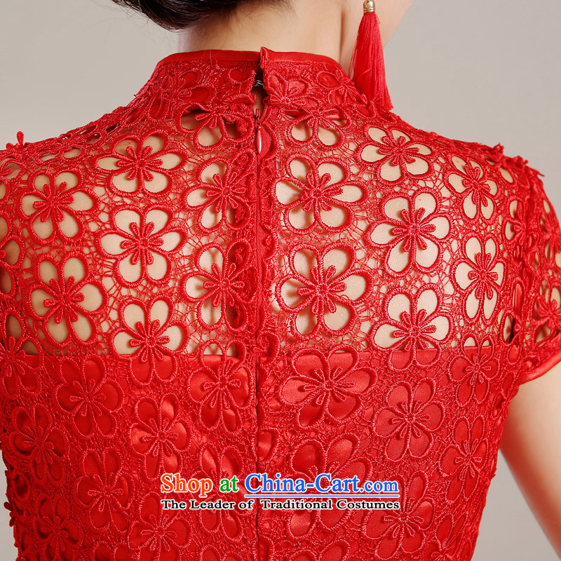 The Syrian brides bows service hour red lace qipao 2015 new autumn and winter improved stylish marriages bows serving Chinese style wedding dresses , Syria has been pressed time red shopping on the Internet