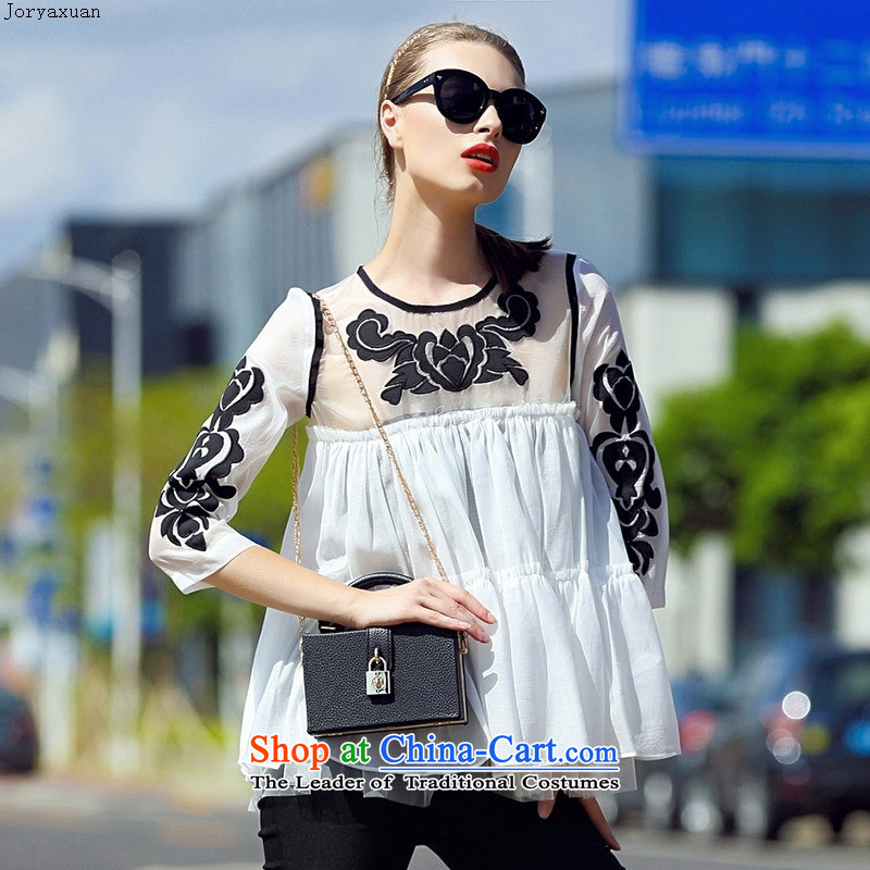 Web soft elegant ladies dress 2015 Sleek and versatile gauze collage cloth like Susy Nagle embroidered loose 7 color photo-sleeved T-shirt , Zhou Xuan Ya (joryaxuan) , , , shopping on the Internet