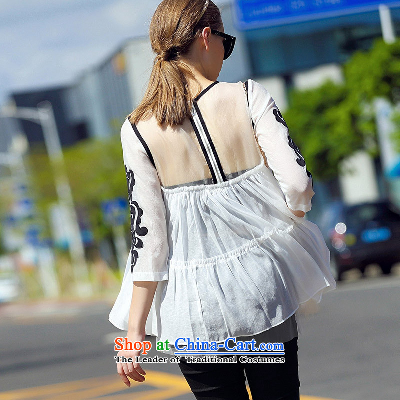 Web soft elegant ladies dress 2015 Sleek and versatile gauze collage cloth like Susy Nagle embroidered loose 7 color photo-sleeved T-shirt , Zhou Xuan Ya (joryaxuan) , , , shopping on the Internet