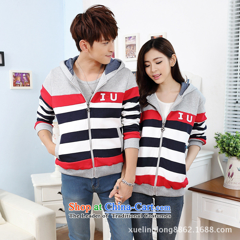Web soft clothes couples with the autumn and winter streaks with cap load lint-free thick couples spent sweater gray men, L, Zhou Xuan Ya (joryaxuan) , , , shopping on the Internet