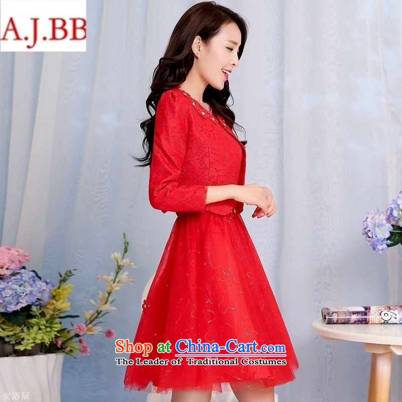Orange Tysan *2015 autumn new stylish Sau San red booking flowering two kits dresses dress HSZM1582 RED XL,A.J.BB,,, shopping on the Internet