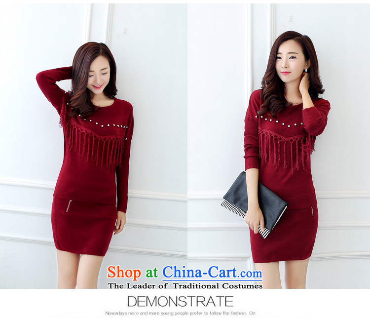 Orange Tysan *2015 fall inside the new Korean round-neck collar long-sleeved T-shirt packet flow su knitted and woven skirts leisure two kits FBH708 wine red XL Photo, prices, brand platters! The elections are supplied in the national character of distribution, so action, buy now enjoy more preferential! As soon as possible.