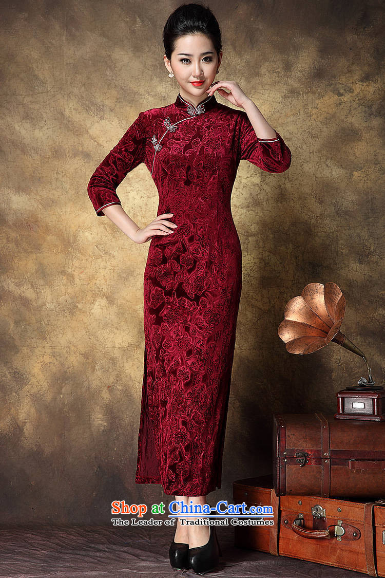Women's Apparel soft web-Korea elegant qipao lint-free in-the-know retro China wind dress banquet long QIPAO) BOURDEAUX XL Photo, prices, brand platters! The elections are supplied in the national character of distribution, so action, buy now enjoy more preferential! As soon as possible.