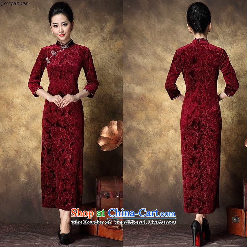 Women's Apparel soft web-Korea elegant qipao lint-free in-the-know retro China wind dress banquet long) qipao bourdeaux XL, Zhou Xuan Ya (joryaxuan) , , , shopping on the Internet