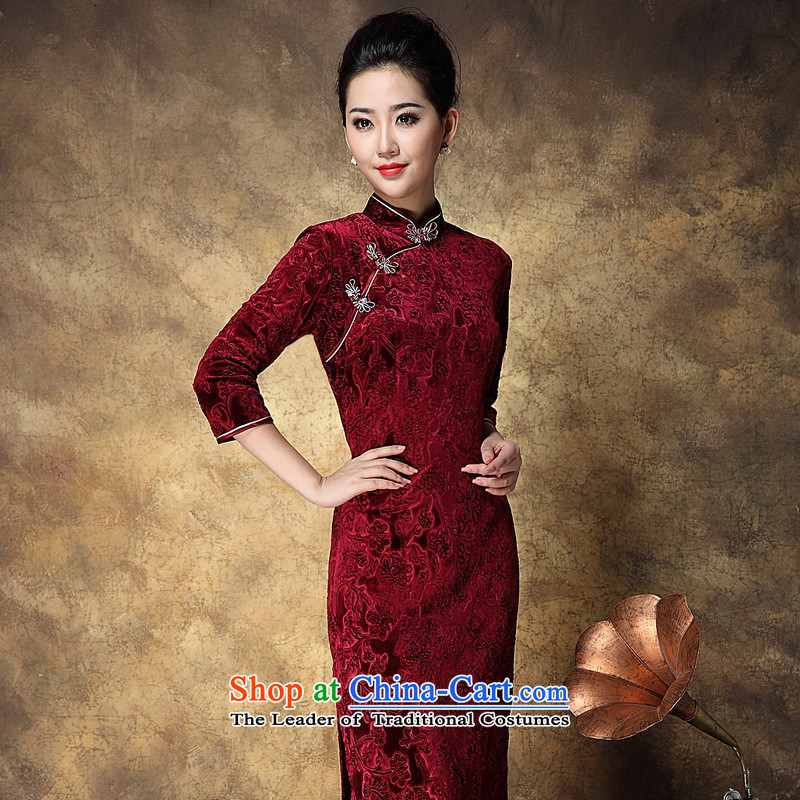 Women's Apparel soft web-Korea elegant qipao lint-free in-the-know retro China wind dress banquet long) qipao bourdeaux XL, Zhou Xuan Ya (joryaxuan) , , , shopping on the Internet