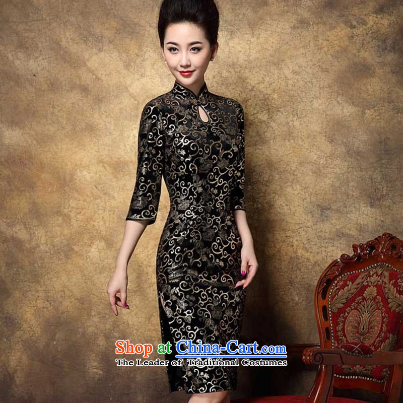 Soft clothes and contemptuous of elegant web graphics thin/Elegant in-the-know women/gold Korean lint-free /fourth quarter wild qipao map color -XL, Nga Xuan (joryaxuan) , , , shopping on the Internet