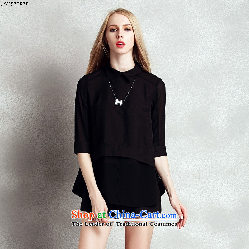 Web version summer clothing soft female new products chiffon black shirt collar irregular shirts dolls addition necklace black M Cheuk-yan xuan ya (joryaxuan) , , , shopping on the Internet