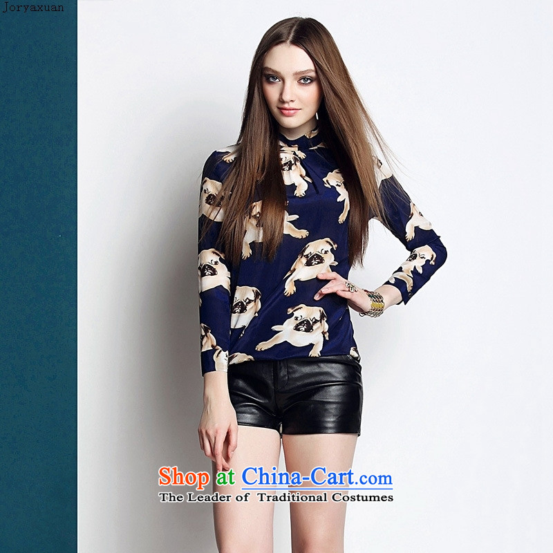 Soft luxury clothing web women 2015 Ms. spring coat Shar Pei silk sweater stamp 3D Blue , L-ya Xuan (joryaxuan) , , , shopping on the Internet