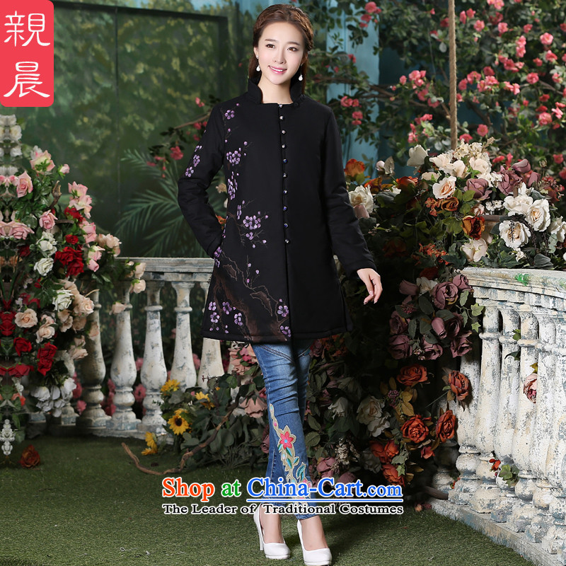 Female Tang blouses 2015 new autumn and winter coat in the women's long of Chinese long-sleeved improved large cotton linen coat black M, PRO-AM , , , shopping on the Internet