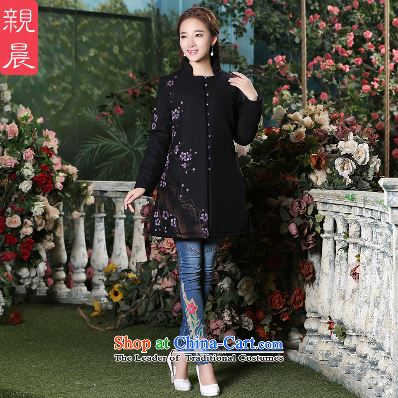 Female Tang blouses 2015 new autumn and winter coat in the women's long of Chinese long-sleeved improved large cotton linen coat black M, PRO-AM , , , shopping on the Internet