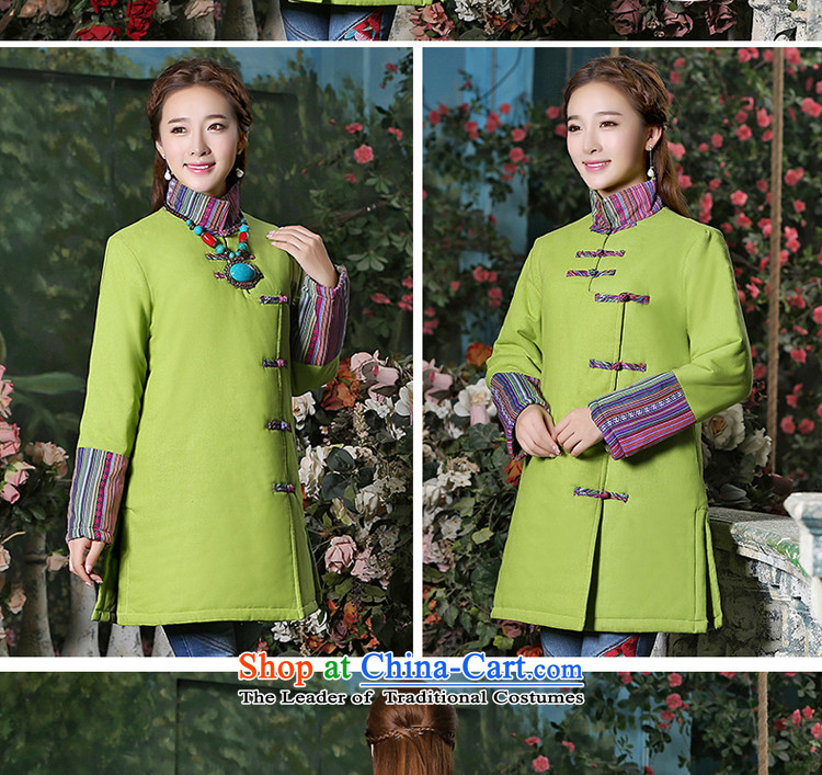Ms. Tang improved blouses 2015 Fall/Winter Collections in new women's long long-sleeved stylish large cotton linen coat green M picture, prices, brand platters! The elections are supplied in the national character of distribution, so action, buy now enjoy more preferential! As soon as possible.