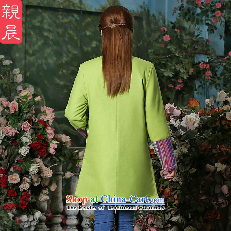 Ms. Tang improved blouses 2015 Fall/Winter Collections in new women's long long-sleeved stylish large cotton linen coat green M, PRO-AM , , , shopping on the Internet