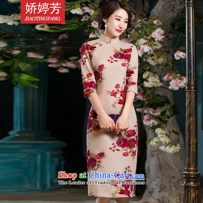 To Ting-fang 2015 Autumn new for women in Sau San video thin retro large cuff linen dresses in Bihac improved long cheongsam dress XXL, garden to Ting Fong (JIAOTINGFANG) , , , shopping on the Internet