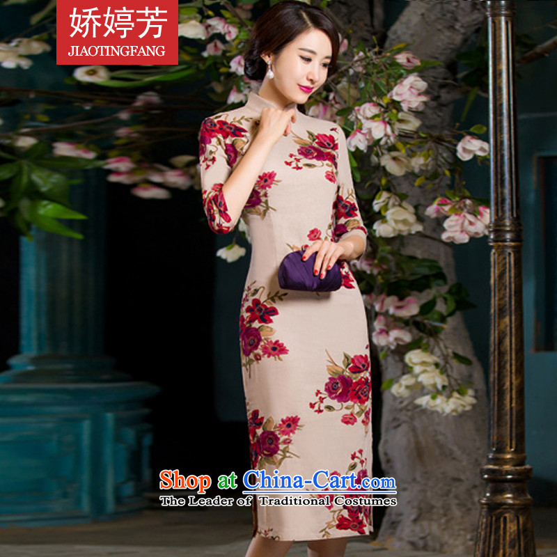 To Ting-fang 2015 Autumn new for women in Sau San video thin retro large cuff linen dresses in Bihac improved long cheongsam dress XXL, garden to Ting Fong (JIAOTINGFANG) , , , shopping on the Internet