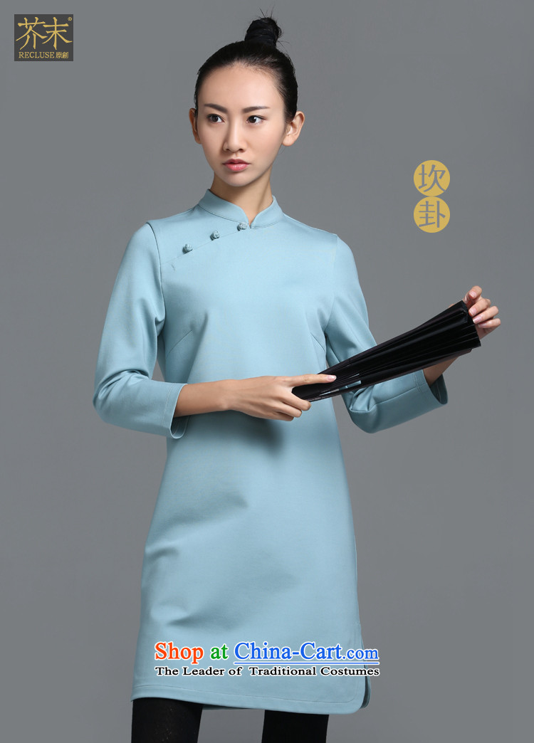 【 mustard original health code/China wind in the new Chinese disc is pressed to tie small collar improved cheongsam dress women female designers autumn and winter dresses days cyan spot M pictures, prices, brand platters! The elections are supplied in the national character of distribution, so action, buy now enjoy more preferential! As soon as possible.