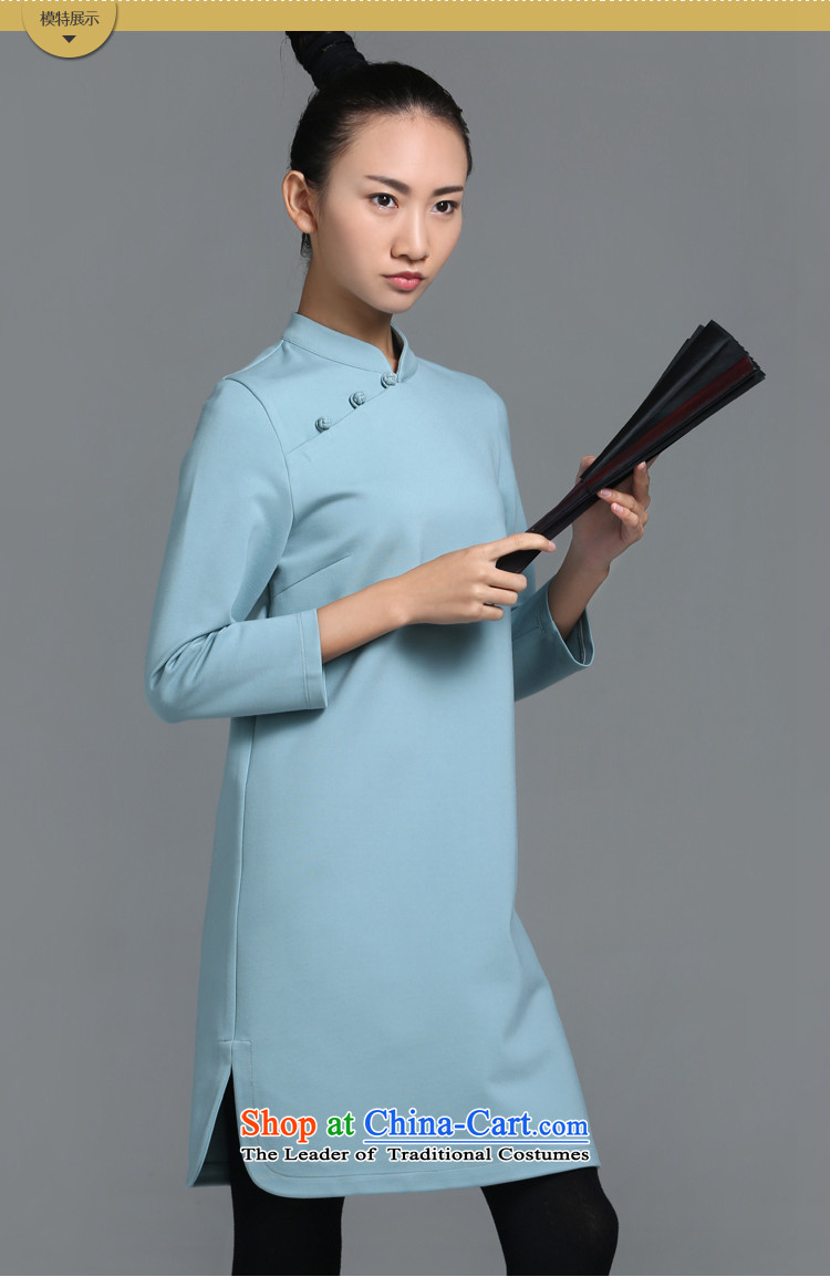 【 mustard original health code/China wind in the new Chinese disc is pressed to tie small collar improved cheongsam dress women female designers autumn and winter dresses days cyan spot M pictures, prices, brand platters! The elections are supplied in the national character of distribution, so action, buy now enjoy more preferential! As soon as possible.