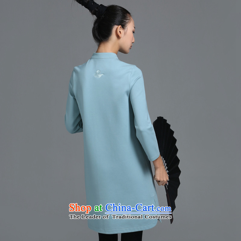 【 mustard original health code/China wind in the new Chinese disc is pressed to tie small collar improved cheongsam dress women female designers autumn and winter dresses days cyan spot M mustard original (zenmo) , , , shopping on the Internet
