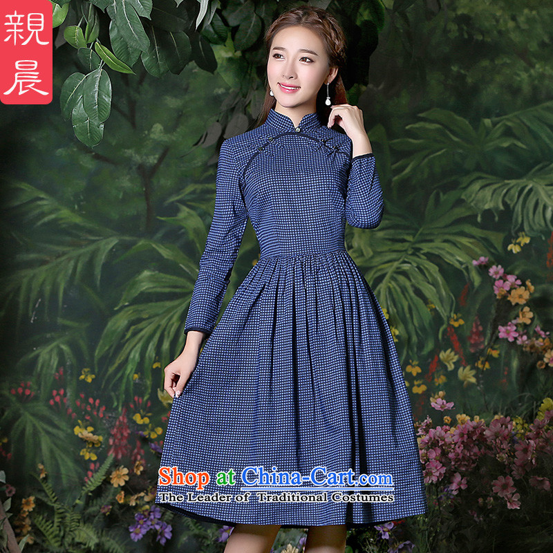 Ladies dress code long-sleeved blouses and large autumn 2015 New Product Codes and stylish long skirt new fall inside a blue skirt , L, pro-am , , , shopping on the Internet