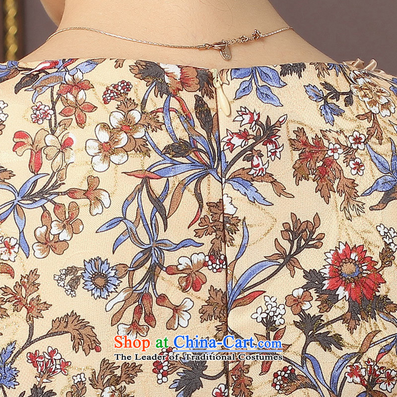 Oriental aristocratic Kam wadding 2015 autumn and winter new cotton qipao cheongsam dress daily improved elegant nail pearl embroidery warm brown M Oriental Cheongsam 574607 aristocratic shopping on the Internet has been pressed.