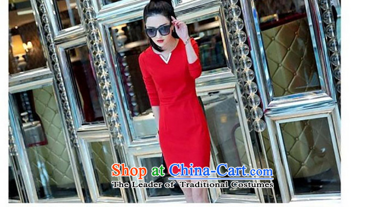 A  new 2015 媤 decorated in autumn and winter in video thin stylish improved day-to-day long-sleeved qipao Ms. dresses red S picture, prices, brand platters! The elections are supplied in the national character of distribution, so action, buy now enjoy more preferential! As soon as possible.