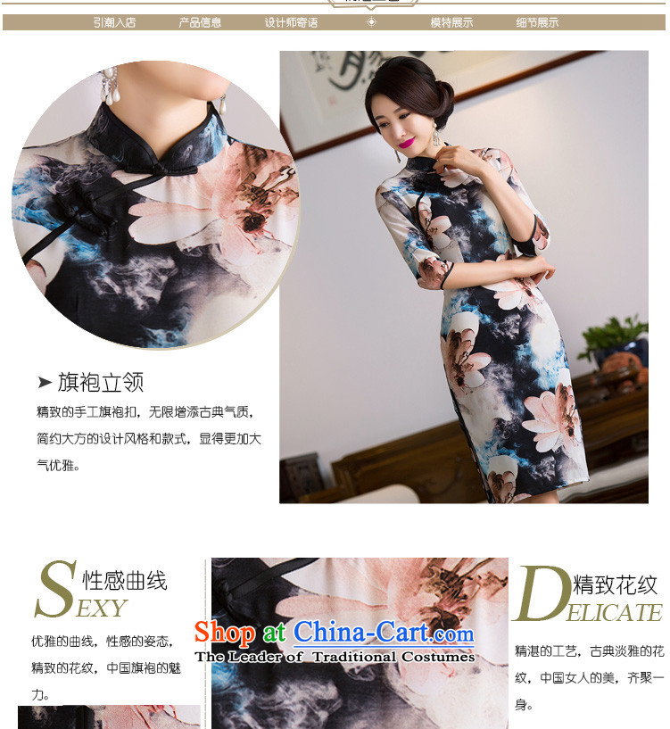 Find Sophie Autumn Chinese Women's clothes retro Sau San Mock-neck 7 cuff cheongsam dress qipao paintings in improved silk Figure 2XL color pictures, prices, brand platters! The elections are supplied in the national character of distribution, so action, buy now enjoy more preferential! As soon as possible.