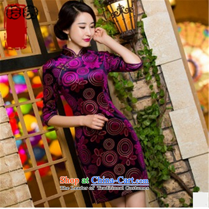 In the fall of 2015, the Volume pick new scouring pads in the short-sleeved video thin qipao gown is skirt temperament MOM pack qipao gown green XXL, wedding pickup (shihuo) , , , shopping on the Internet