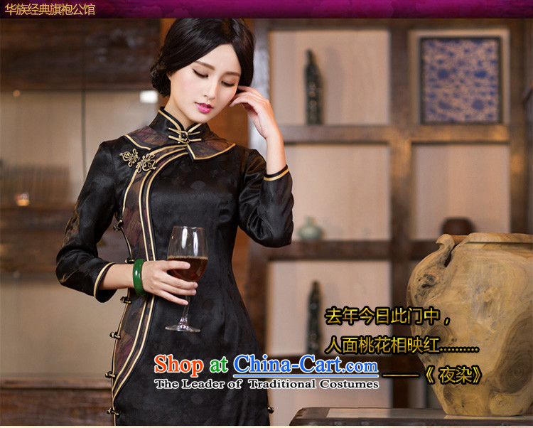 Chinese classic 2015 Autumn of Serb long-sleeved qipao long silk incense cloud yarn skirt Fashion Chinese Dress black improved S picture, prices, brand platters! The elections are supplied in the national character of distribution, so action, buy now enjoy more preferential! As soon as possible.