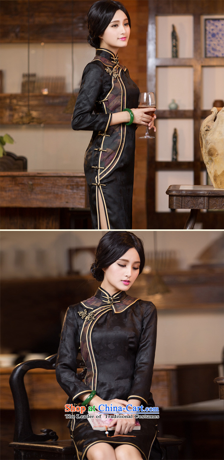 Chinese classic 2015 Autumn of Serb long-sleeved qipao long silk incense cloud yarn skirt Fashion Chinese Dress black improved S picture, prices, brand platters! The elections are supplied in the national character of distribution, so action, buy now enjoy more preferential! As soon as possible.