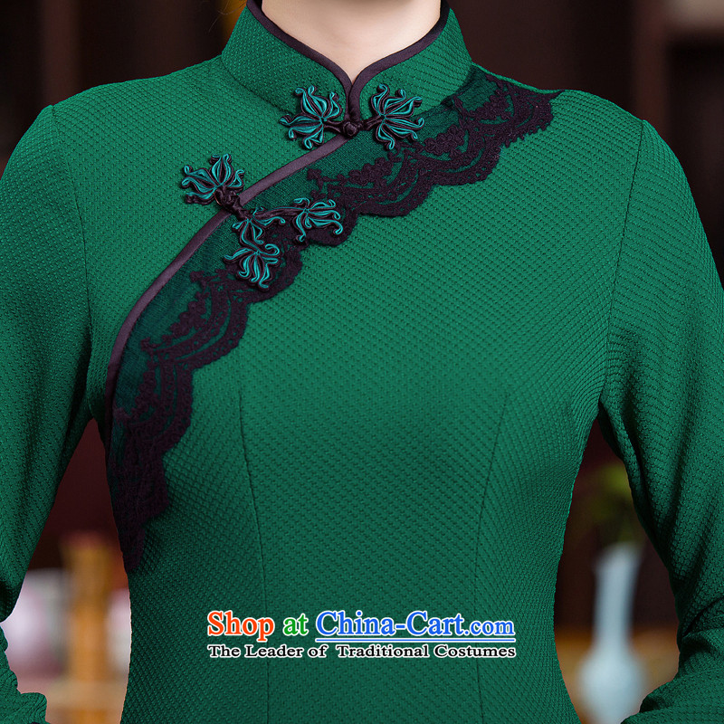 Find Sophie 2015 autumn and winter Ms. qipao Stylish retro Sau San 7 cuff dresses cheongsam dress in improved long 276 green XL, find Sophie , , , shopping on the Internet