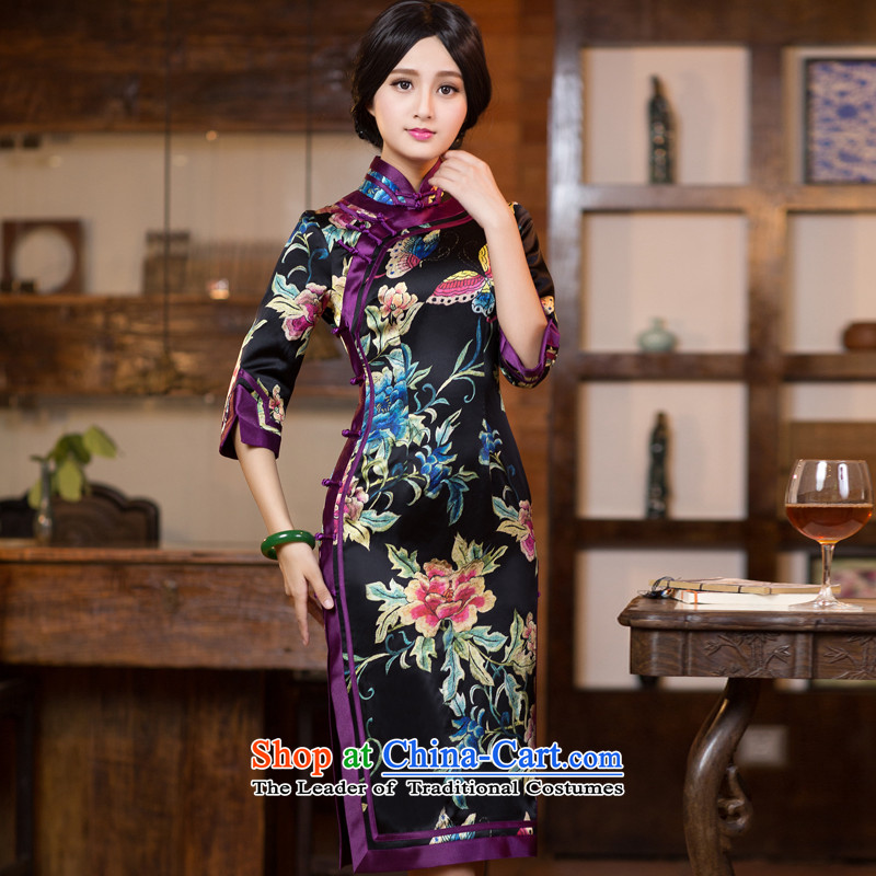 7 cuff long-sleeved qipao silk dresses in long autumn and winter, Ms. Tang dynasty stylish improved XXXL, suit Chinese Ethnic Classic (HUAZUJINGDIAN) , , , shopping on the Internet