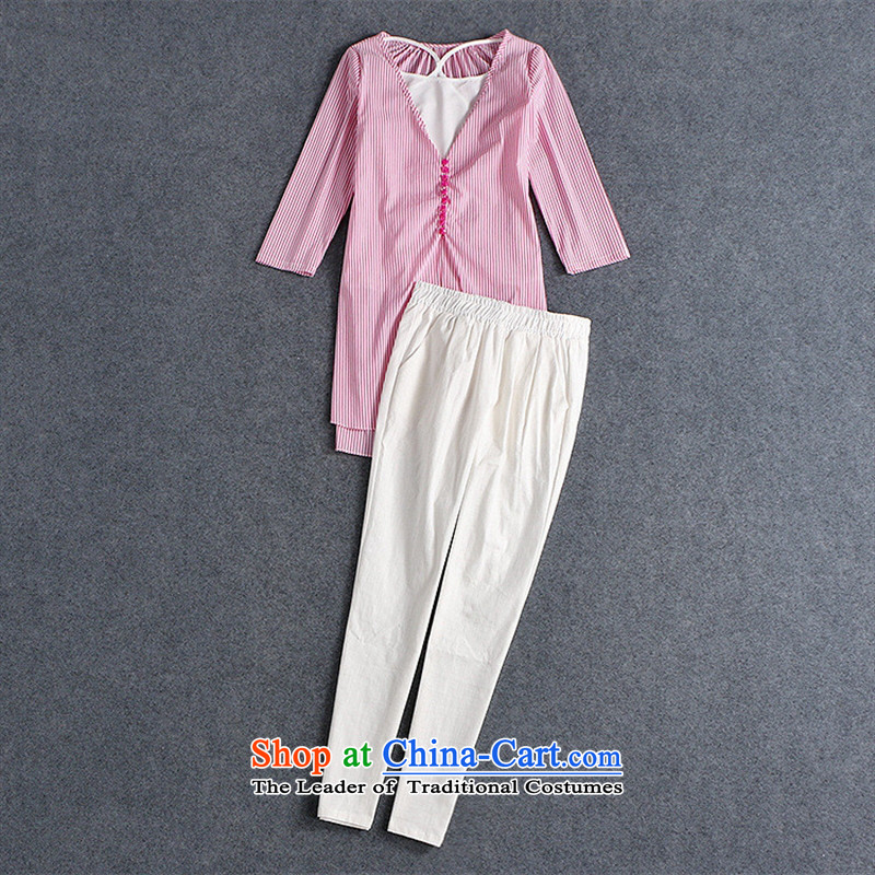 Install the latest Autumn 2015 Hami, Western Female European station toner bars shirt white waistcoat white linen pants outfit three piece B0803 figure S, blue rain butterfly according to , , , shopping on the Internet