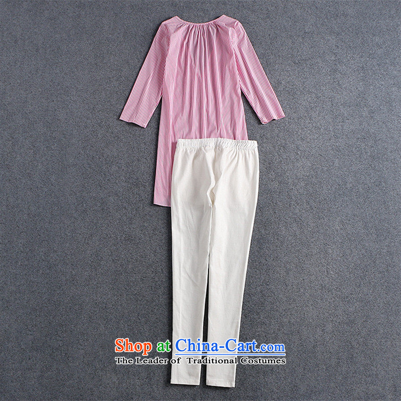 Install the latest Autumn 2015 Hami, Western Female European station toner bars shirt white waistcoat white linen pants outfit three piece B0803 figure S, blue rain butterfly according to , , , shopping on the Internet