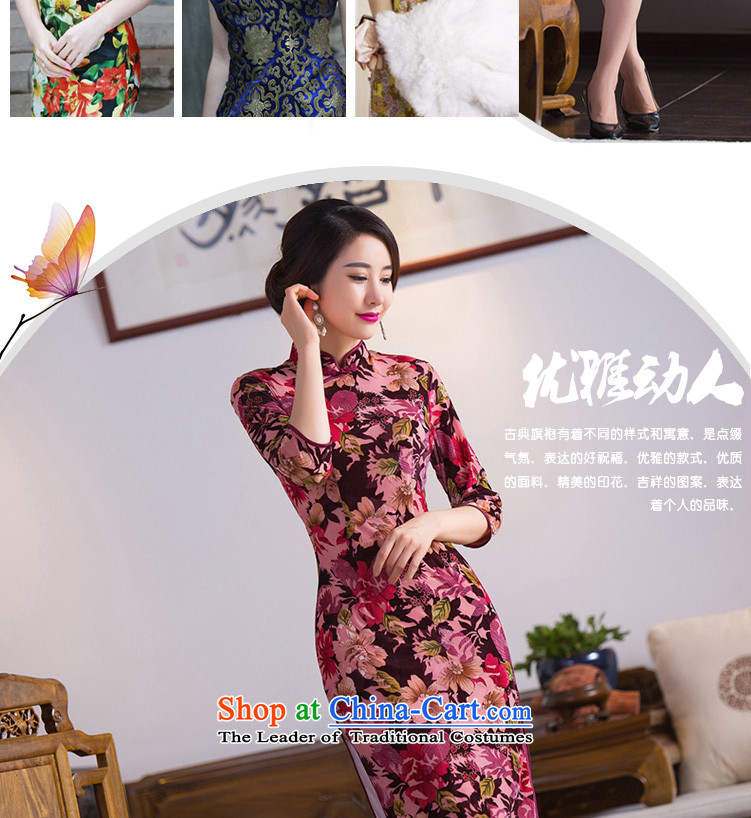 Floral Autumn Chinese Women's clothes improved collar retro qipao Stretch Wool 7 cuff embossing qipao skirt figure color M brand, prices, picture platters! The elections are supplied in the national character of distribution, so action, buy now enjoy more preferential! As soon as possible.